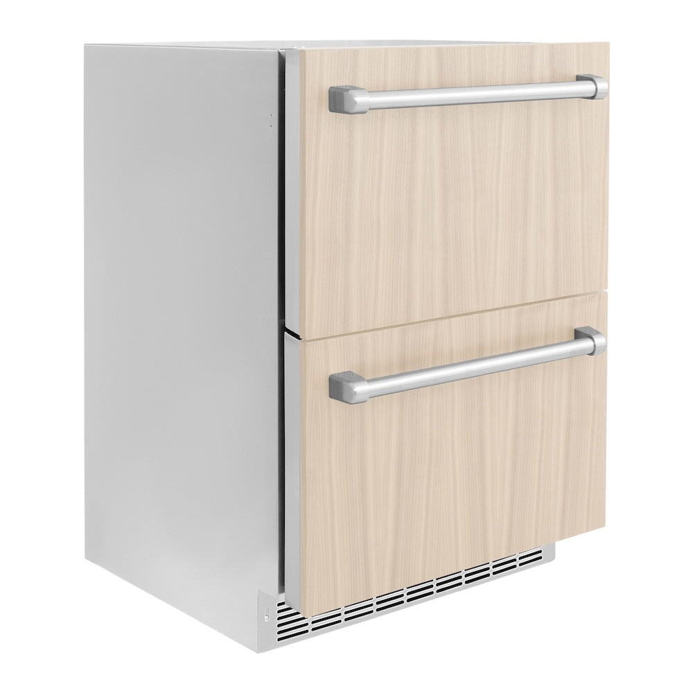 ZLINE 24 in. Touchstone 168 Can Outdoor-Rated Dual Refrigerator Drawer with Panel-Ready Doors, Open Box-Excellent Condition