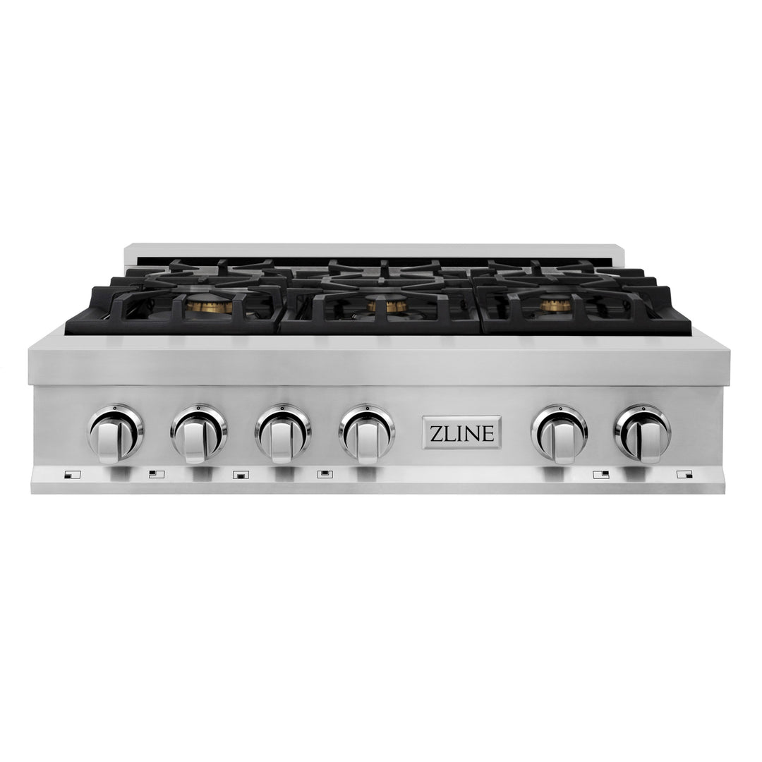 ZLINE 36 in. Rangetop with 6 Gas Brass Burners, RT-BR-36