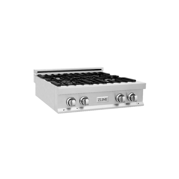ZLINE Kitchen Package with 30 in. Stainless Steel Rangetop and 30 in. Over The Range Microwave with Modern Handle (2KP-RTOTR30)