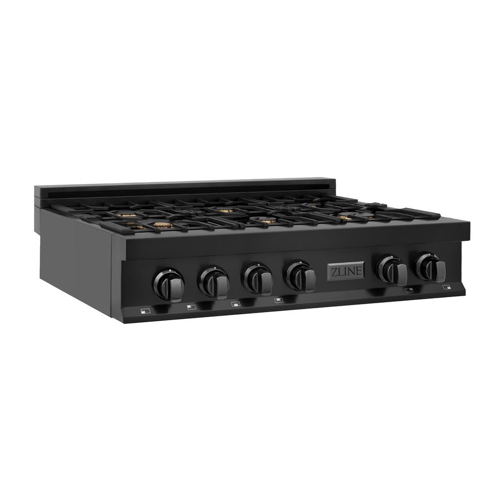 ZLINE Kitchen Package with 36 in. Black Stainless Steel Rangetop and 36 in. Convertible Range Hood (2KP-RTBRH36)