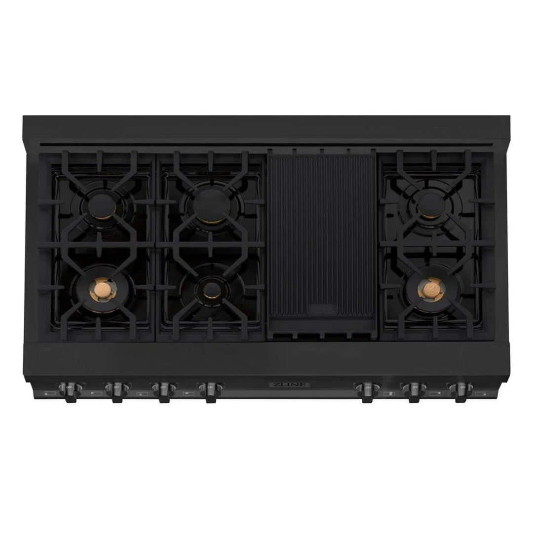 ZLINE Legacy Gas Rangetops in Black Stainless Steel with Brass Burners – 30", 36", &amp; 48"