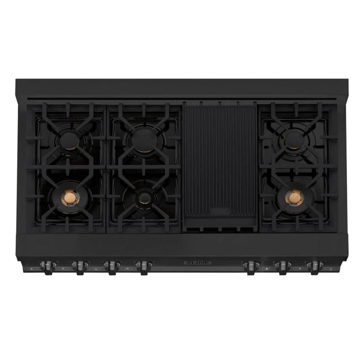 ZLINE Legacy Gas Rangetops in Black Stainless Steel with Brass Burners – 30", 36", &amp; 48"