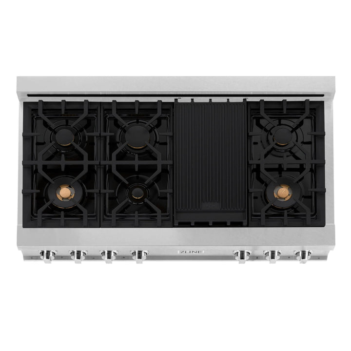 ZLINE Legacy Gas Rangetops in Satin Stainless Steel with Brass Burners &amp; Griddle – 30", 36", &amp; 48"