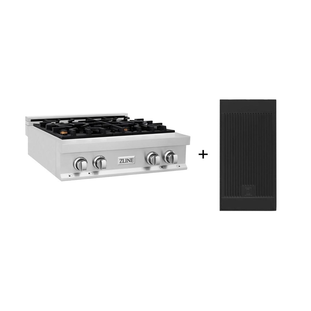 ZLINE Legacy Gas Rangetops in Satin Stainless Steel with Brass Burners &amp; Griddle – 30", 36", &amp; 48"