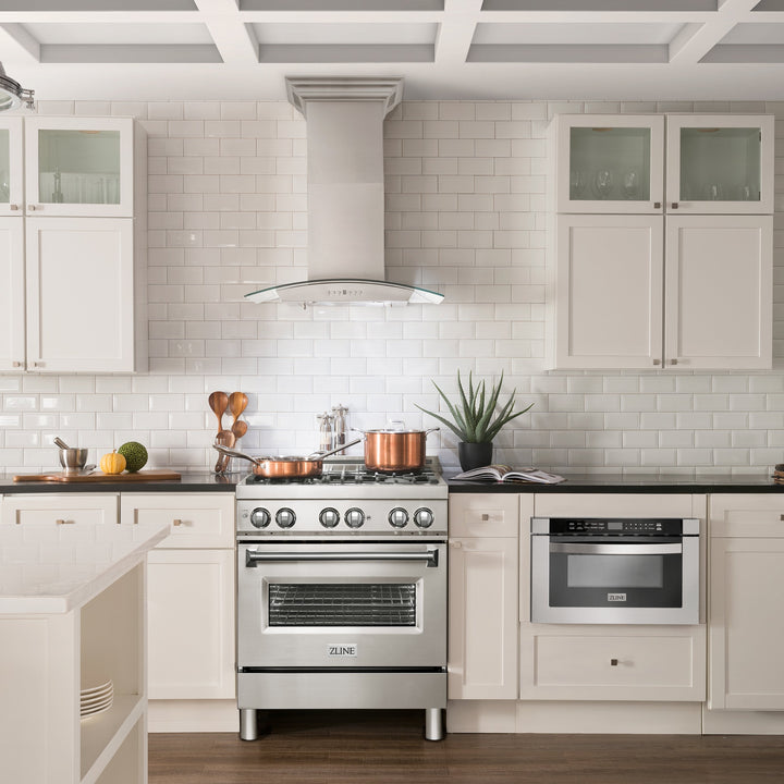 ZLINE 30" Wall Mount Range Hood in Stainless Steel with Stainless Steel Handle