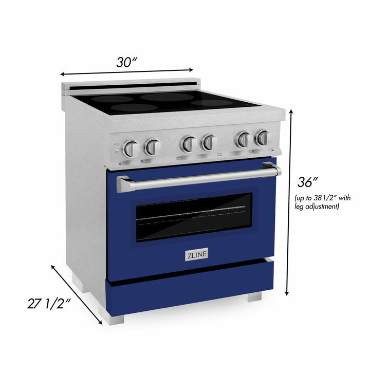 ZLINE 30" 4 Element Stove &amp; Oven In Blue Gloss Induction Range