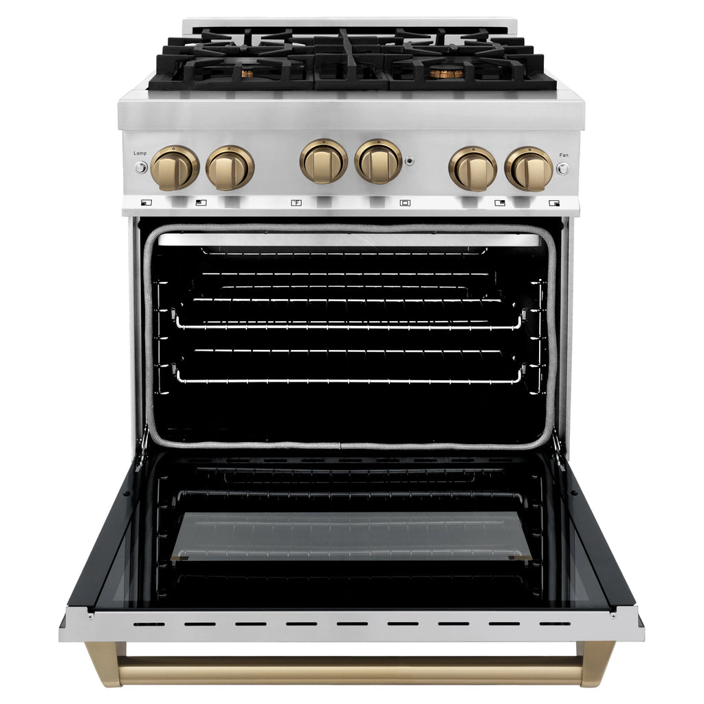 ZLINE 30" 4 Pcs Stainless Range, Range Hood, Dishwasher &amp; Refrigerator