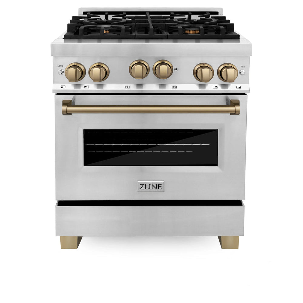 ZLINE 30" 3 Piece Stainless Fuel Range w/ Range Hood & Dishwasher