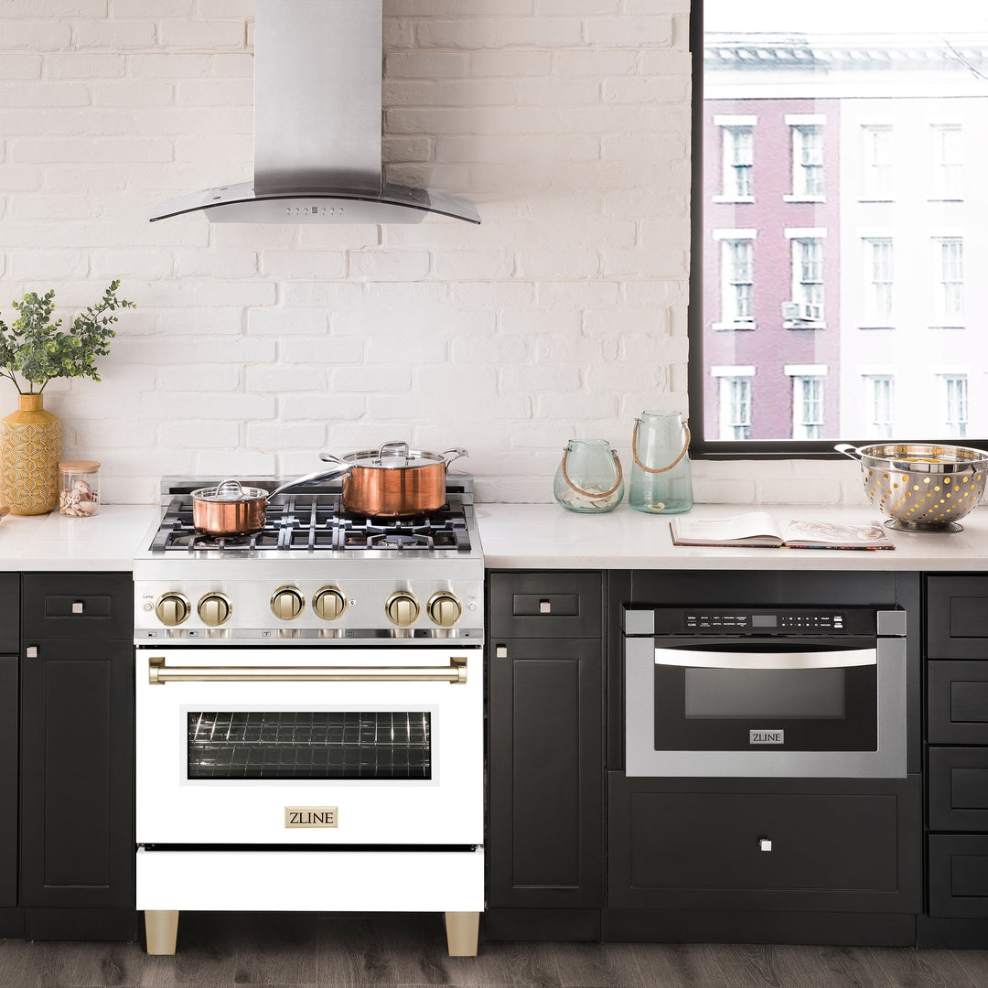ZLINE 30" Range Gas Stove &amp; Oven Stainless Steel W/  White Door