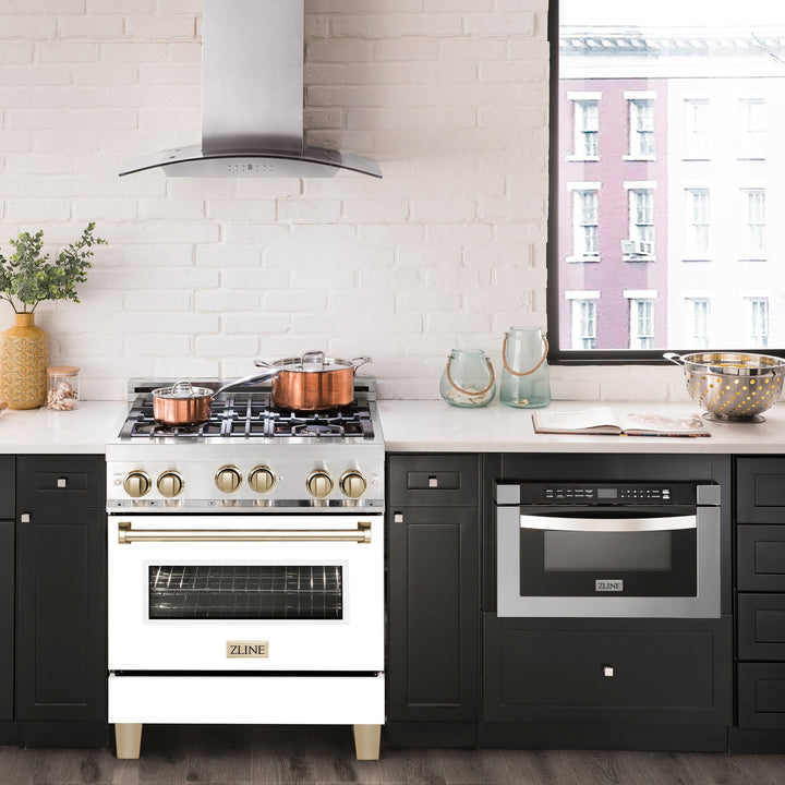 ZLINE 30" Range Gas Stove &amp; Oven Stainless Steel W/  White Door