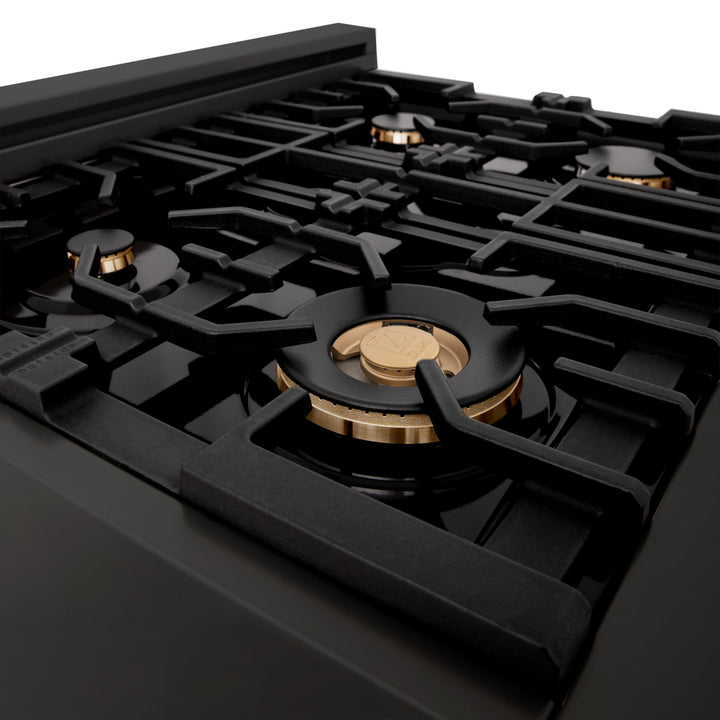 ZLINE 30" Porcelain Rangetop W/ 4 Gas Burners in Black Stainless Steel