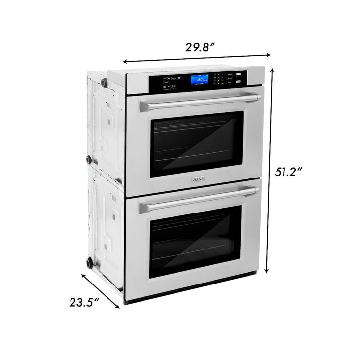 ZLINE Kitchen Appliance Package with 30 in. Stainless Steel Rangetop and 30 in. Double Wall Oven, 2KP-RTAWD30