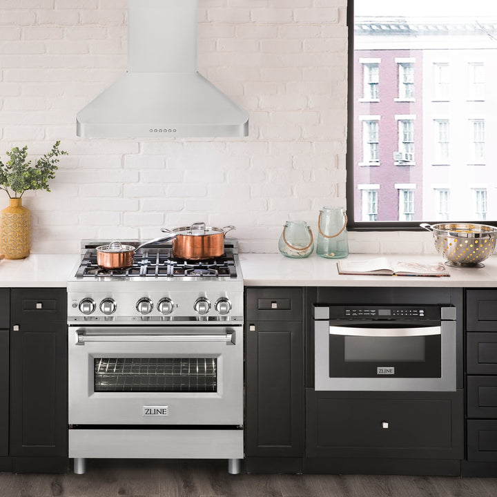 ZLINE 36” Alpine Series Ducted Wall Mount Range Hood Stainless Steel