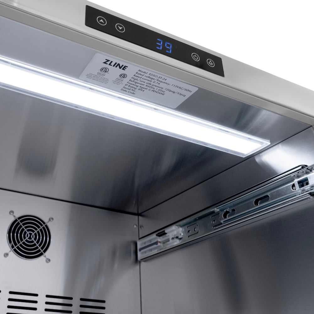 ZLINE 24 in. Touchstone 168 Can Outdoor-Rated Dual Refrigerator Drawer with Stainless Steel Doors, Open Box-Excellent Condition
