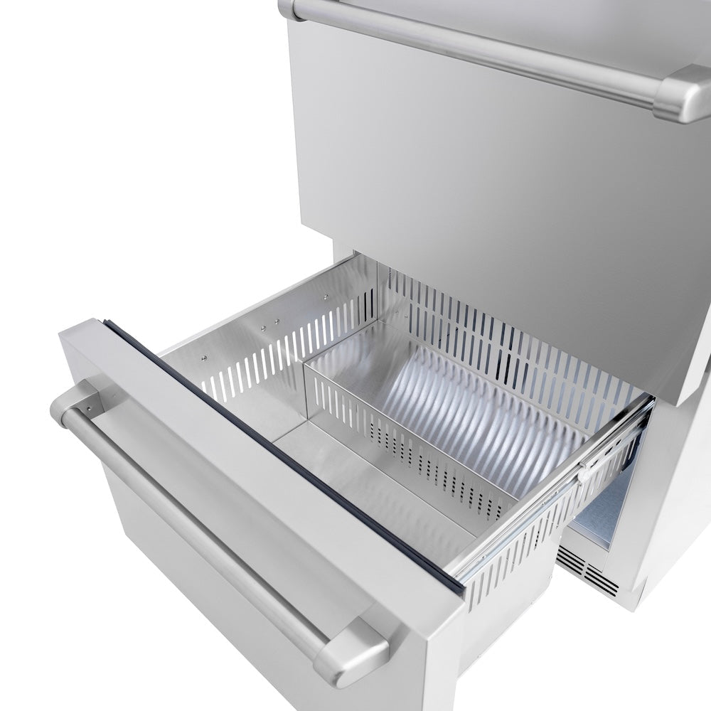 ZLINE 24 in. Touchstone 168 Can Outdoor-Rated Dual Refrigerator Drawer with Stainless Steel Doors, Open Box-Excellent Condition