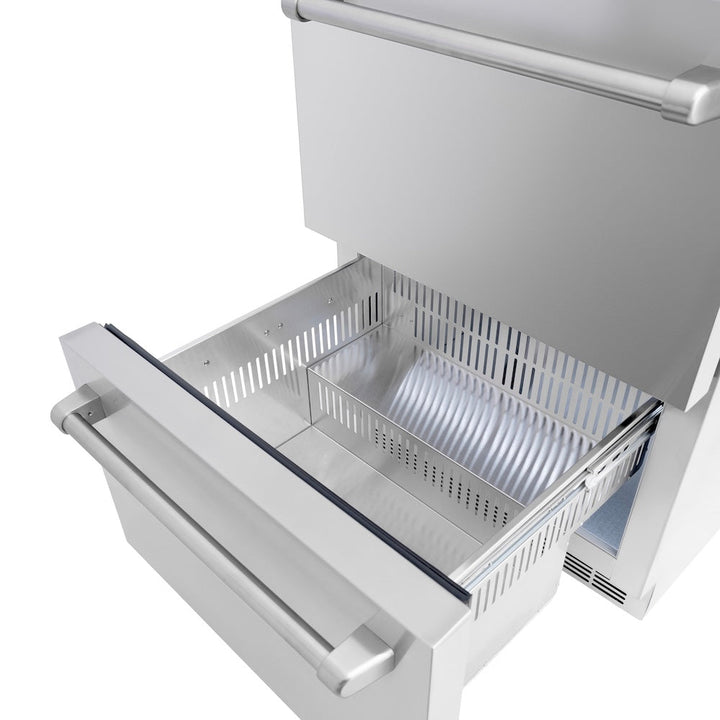 ZLINE 24 in. Touchstone 168 Can Outdoor-Rated Dual Refrigerator Drawer with Stainless Steel Doors, Open Box-Excellent Condition