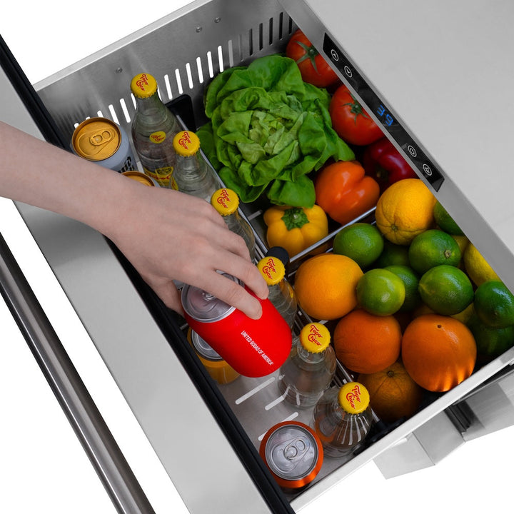 ZLINE 24 in. Touchstone 168 Can Outdoor-Rated Dual Refrigerator Drawer with Stainless Steel Doors, Open Box-Excellent Condition