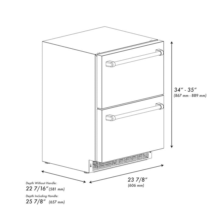 ZLINE 24 in. Touchstone 168 Can Outdoor-Rated Dual Refrigerator Drawer with Stainless Steel Doors, Open Box-Excellent Condition