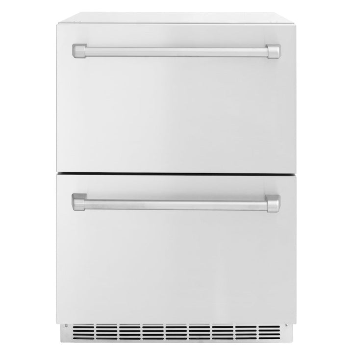 ZLINE 24 in. Touchstone 168 Can Outdoor-Rated Dual Refrigerator Drawer with Stainless Steel Doors, Open Box-Excellent Condition