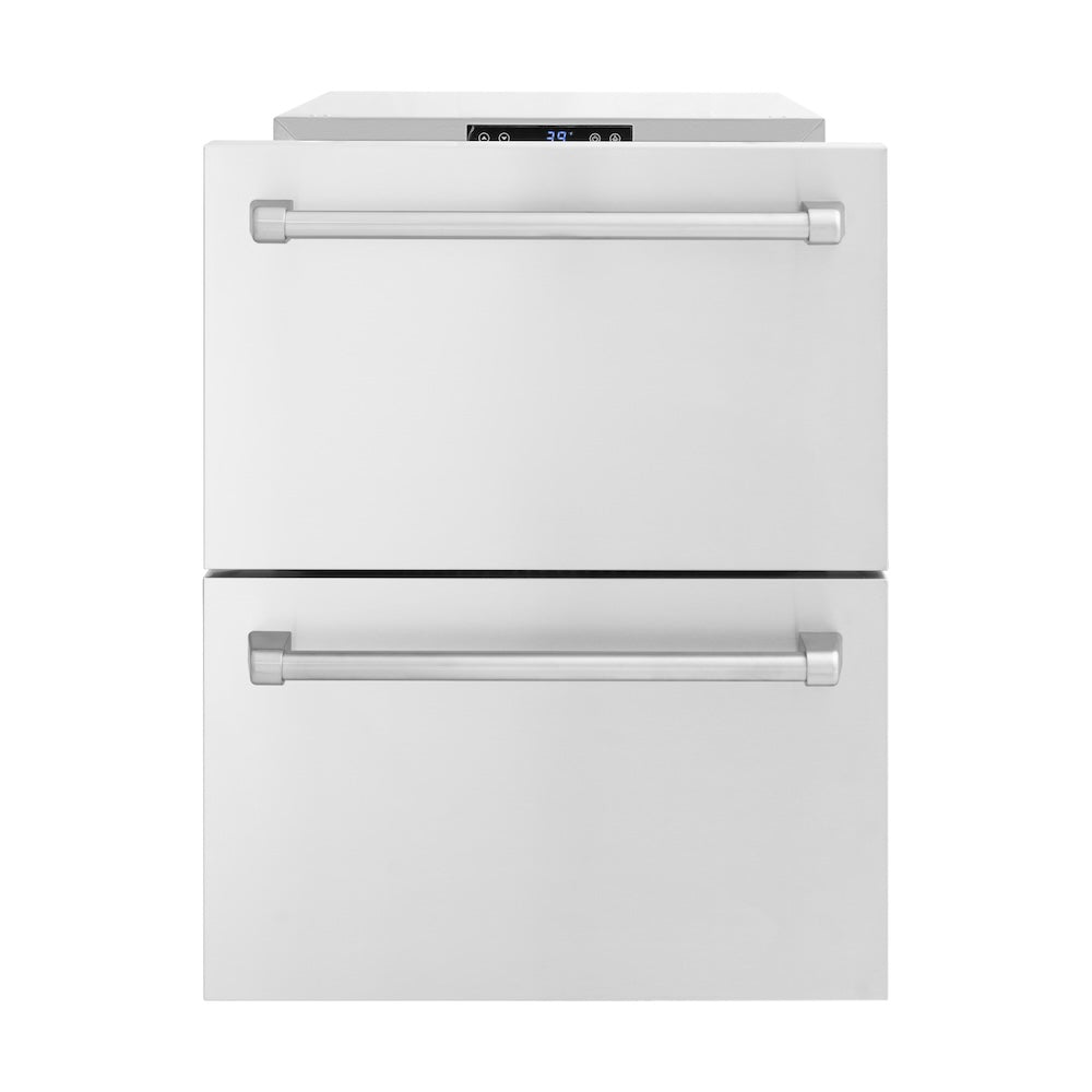 ZLINE 24 in. Touchstone 168 Can Outdoor-Rated Dual Refrigerator Drawer with Stainless Steel Doors, Open Box-Excellent Condition