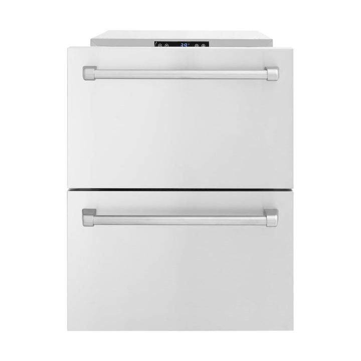 ZLINE 24 in. Touchstone 168 Can Outdoor-Rated Dual Refrigerator Drawer with Stainless Steel Doors, Open Box-Excellent Condition