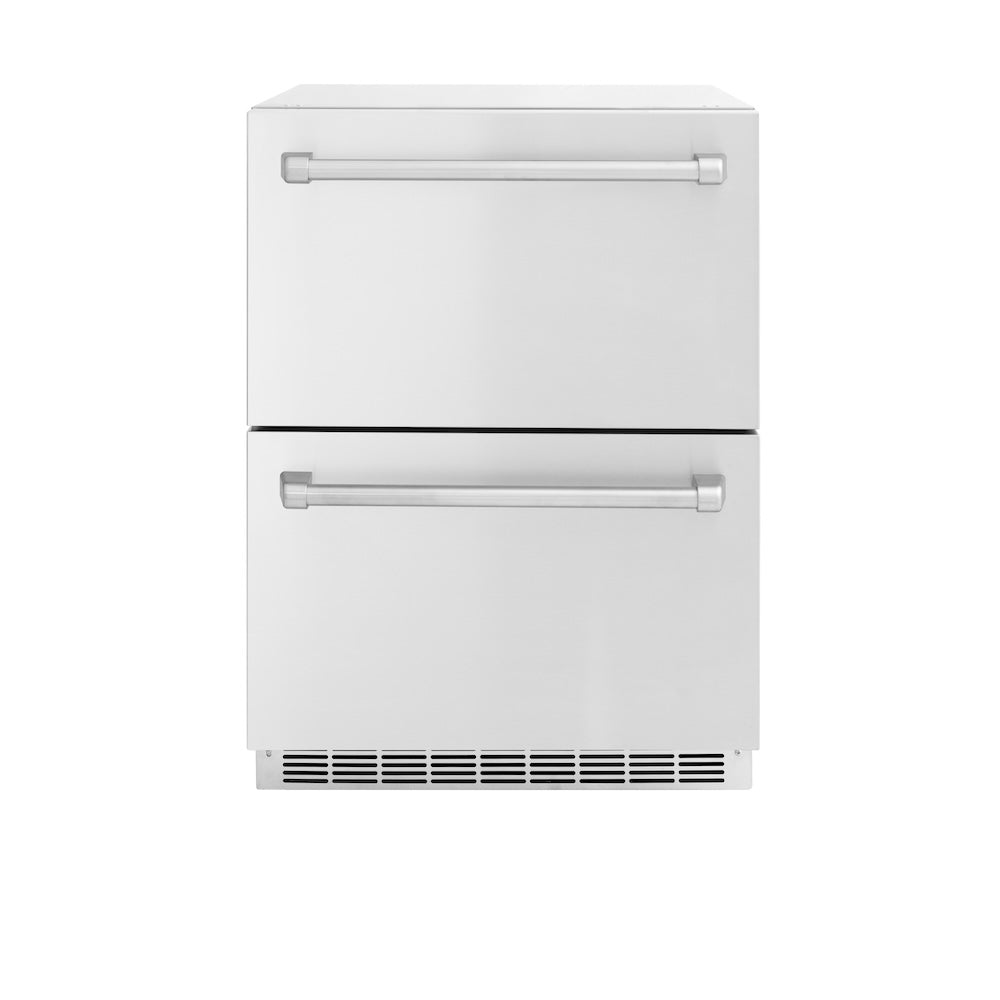 ZLINE 24 in. Touchstone 168 Can Outdoor-Rated Dual Refrigerator Drawer with Stainless Steel Doors, Open Box-Excellent Condition