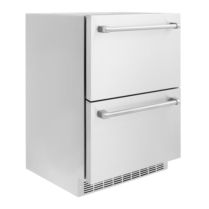 ZLINE 24 in. Touchstone 168 Can Outdoor-Rated Dual Refrigerator Drawer with Stainless Steel Doors, Open Box-Excellent Condition