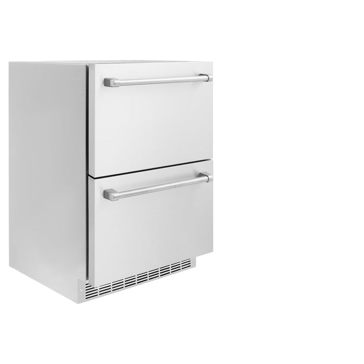 ZLINE 24 in. Touchstone 168 Can Outdoor-Rated Dual Refrigerator Drawer with Stainless Steel Doors, Open Box-Excellent Condition