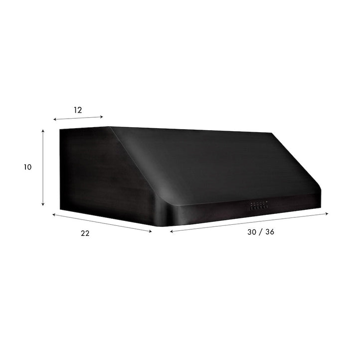 ZLINE 36 in. 600 CFM Ducted Under Cabinet Range Hood in Black Stainless Steel (BS623-36)