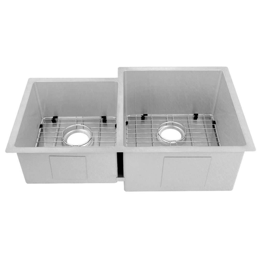 ZLINE 32 in. Jackson Undermount Double Bowl DuraSnow® Stainless Steel Kitchen Sink with Bottom Grid, SRDL-32S