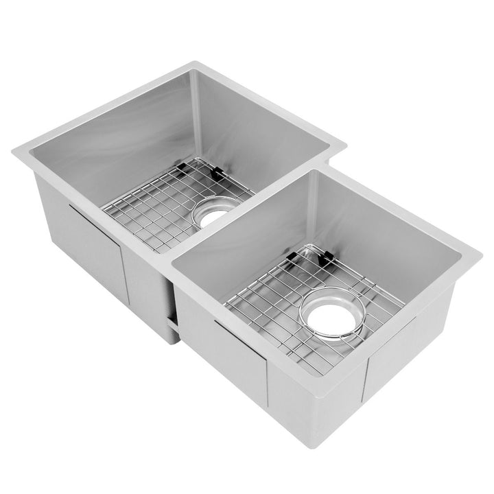 ZLINE 32 in. Jackson Undermount Double Bowl Stainless Steel Kitchen Sink with Bottom Grid, SRDR-32