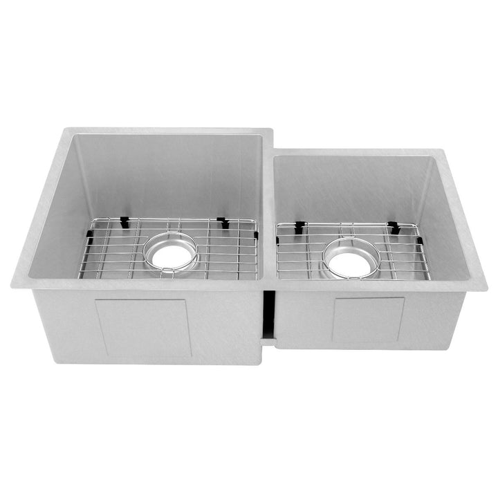 ZLINE 32 in. Jackson Undermount Double Bowl DuraSnow® Stainless Steel Kitchen Sink with Bottom Grid, SRDR-32S