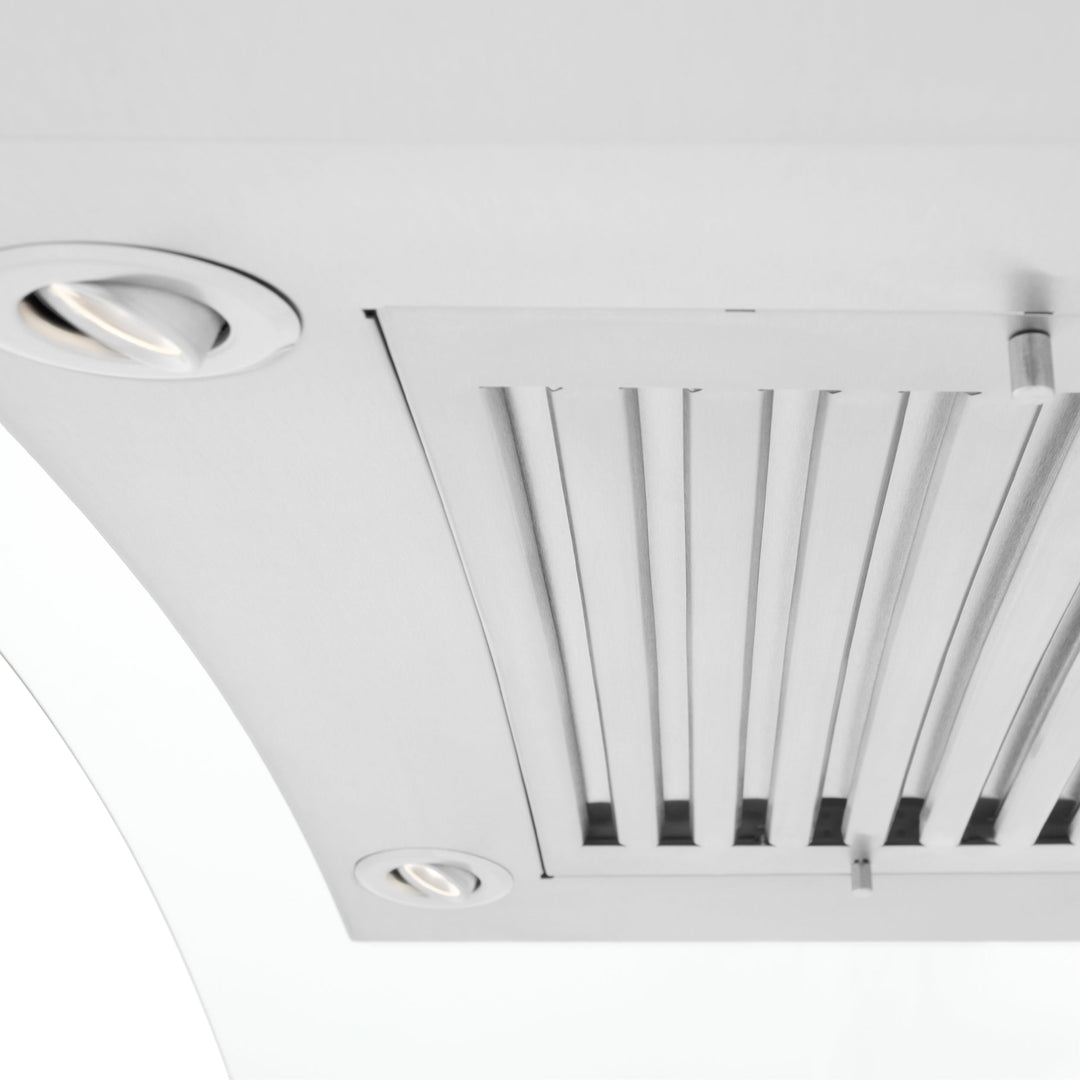 ZLINE 48" Convertible Vent Convertible Vent Wall Mount Range Hood in Stainless Steel &amp; Glass