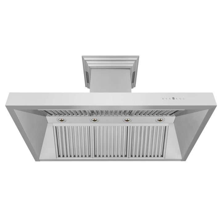 48" ZLINE CrownSound™Ducted Vent Professional Wall Mount Range Hood in Stainless Steel with Built-in Bluetooth Speakers (697CRN-BT-48)