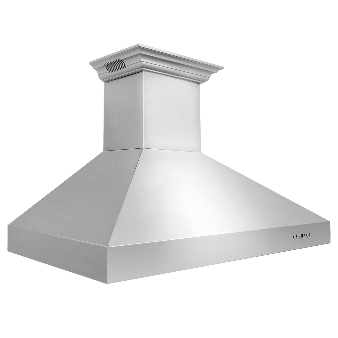 54" ZLINE CrownSound™Ducted Vent Professional Wall Mount Range Hood in Stainless Steel with Built-in Bluetooth Speakers (697CRN-BT-54)