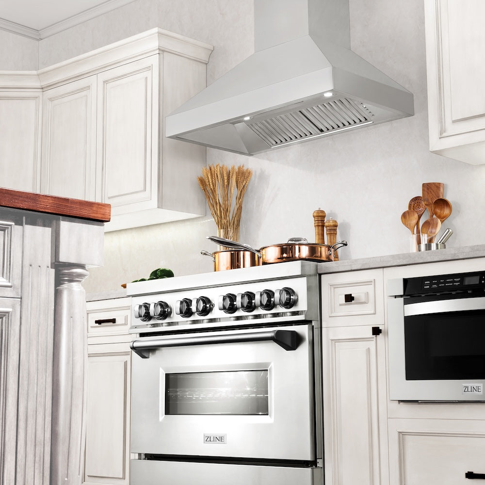 ZLINE 30 in. Professional Convertible Vent Wall Mount Range Hood in Stainless Steel (597-30)
