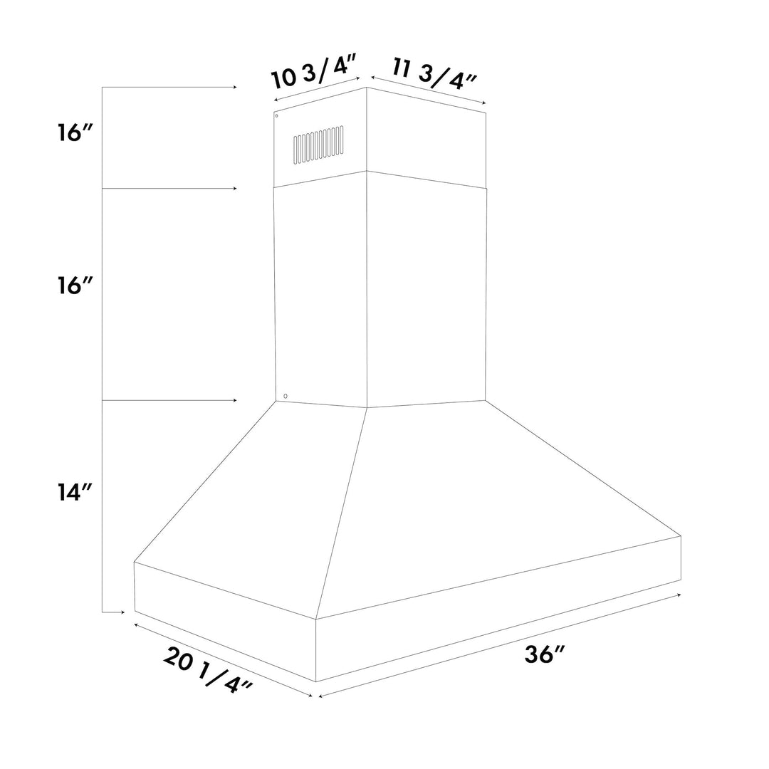 ZLINE 36 in. Professional Convertible Vent Wall Mount Range Hood in Stainless Steel, Open Box-Excellent Condition