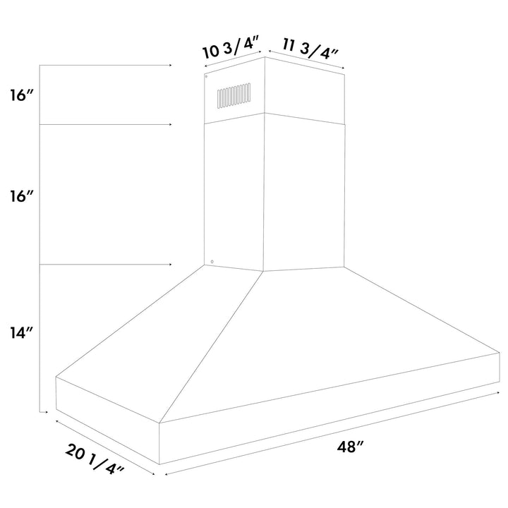 ZLINE 48" Professional Convertible Vent Wall Mount Range Hood in Stainless Steel (597-48)