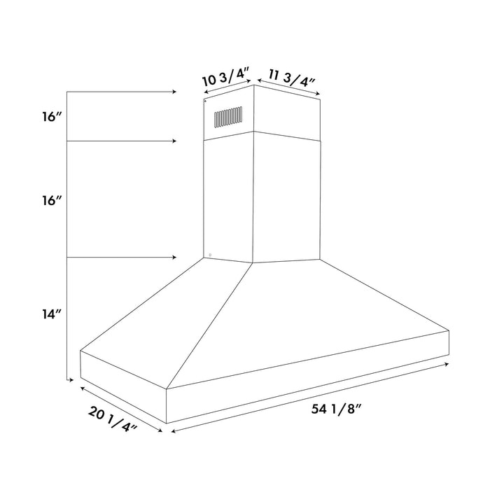 ZLINE 54" Professional Convertible Vent Wall Mount Range Hood in Stainless Steel (597-54)