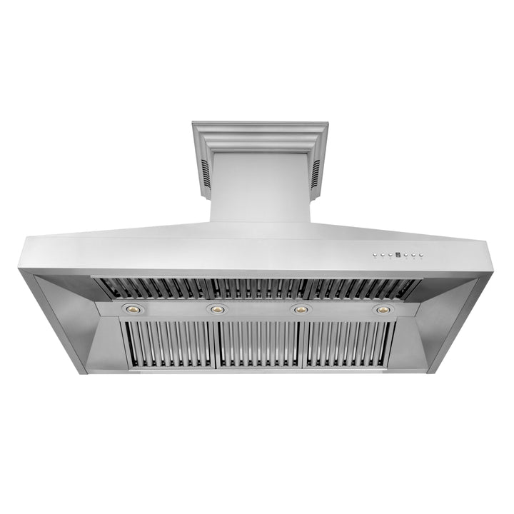 48" ZLINE CrownSound™Ducted Vent Wall Mount Range Hood in Stainless Steel with Built-in Bluetooth Speakers (667CRN-BT-48)
