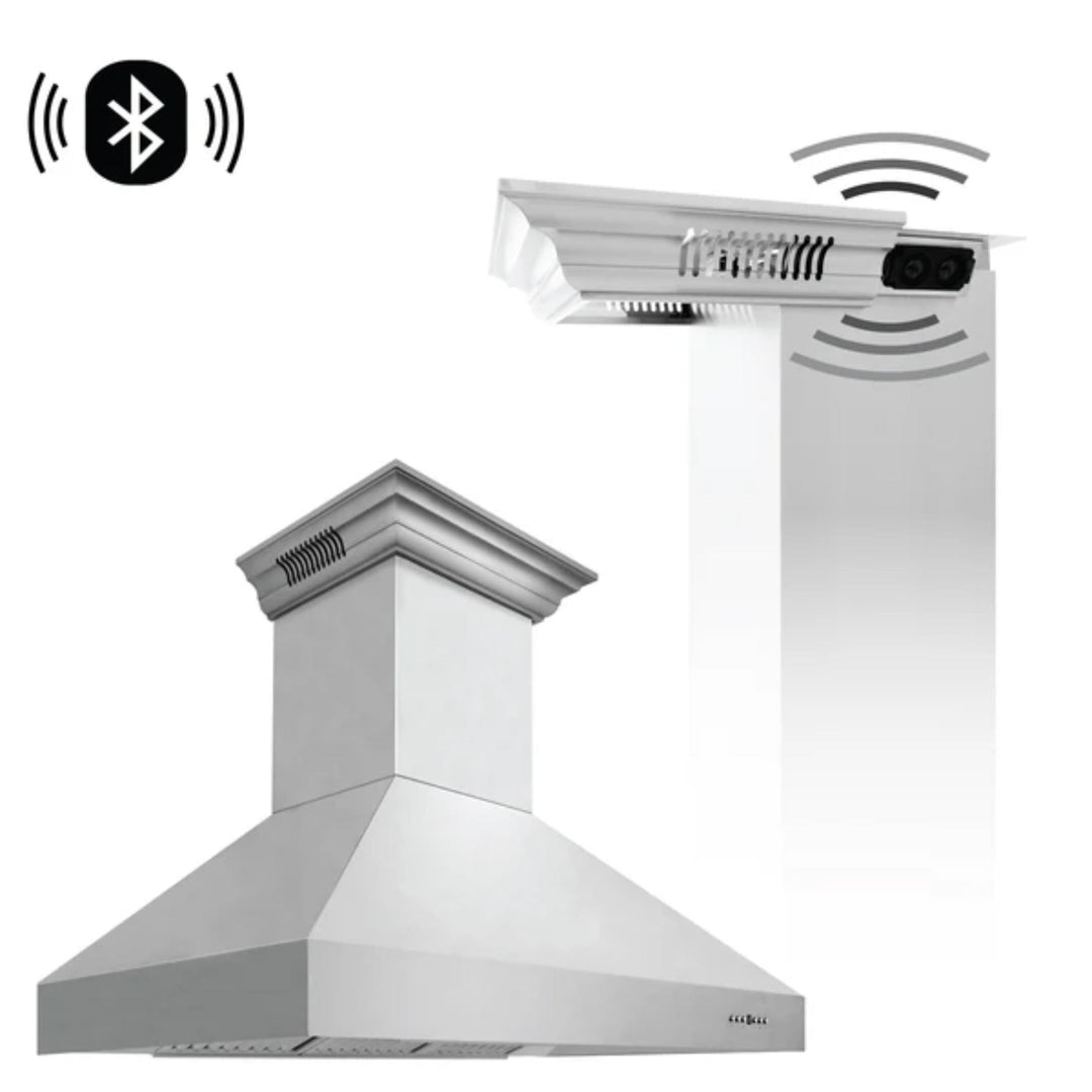 ZLINE 667CRN-BT Series Wall Mount Range Hood with Bluetooth Speakers.