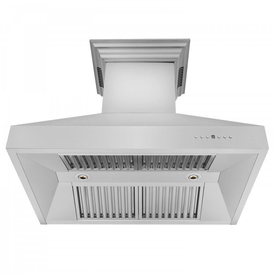 ZLINE 48 in. Stainless Steel Wall Range Hood with Built-in CrownSound® Bluetooth Speakers, 667CRN-BT-48