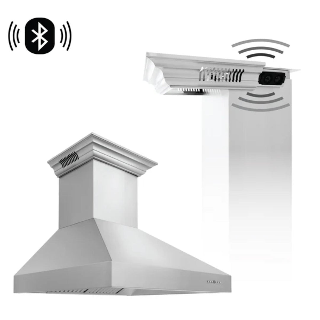 ZLINE 697CRN-BT 400 CFM Professional Wall Mount Range Hood with Built-in CrownSound Bluetooth Speakers