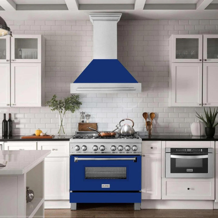 ZLINE 48" Wall Mount Range Hood with Satin Stainless Steel and Colored Shell