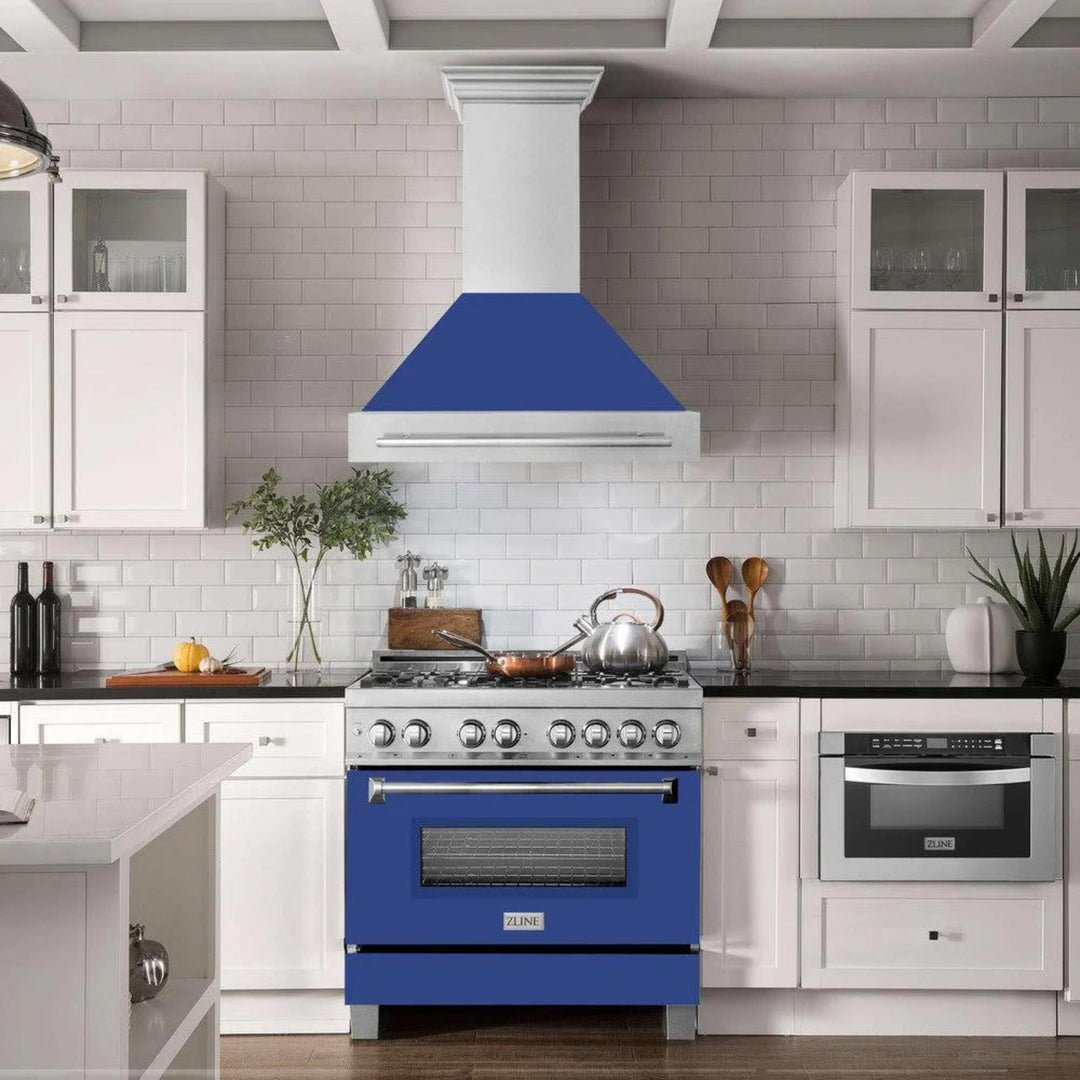 ZLINE 48" Wall Mount Range Hood with Satin Stainless Steel and Colored Shell