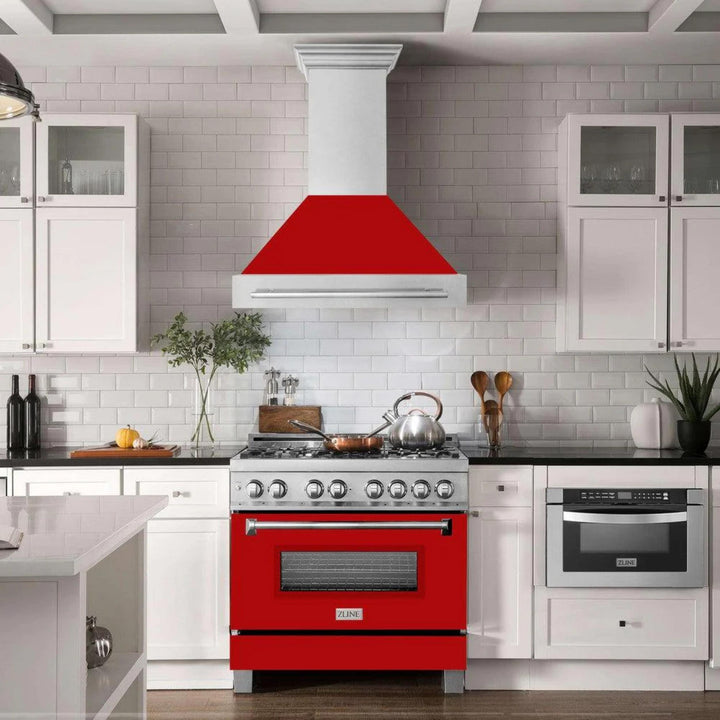 ZLINE 48" Wall Mount Range Hood with Satin Stainless Steel and Colored Shell