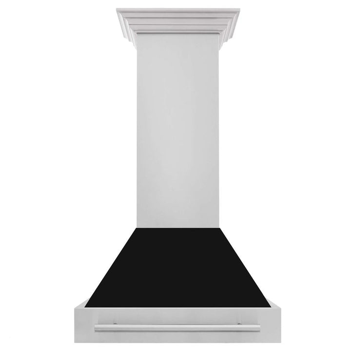 ZLINE 30 in. Stainless Steel Range Hood with Black Matte Shell and Stainless Steel Handle (8654STX-BLM-30)