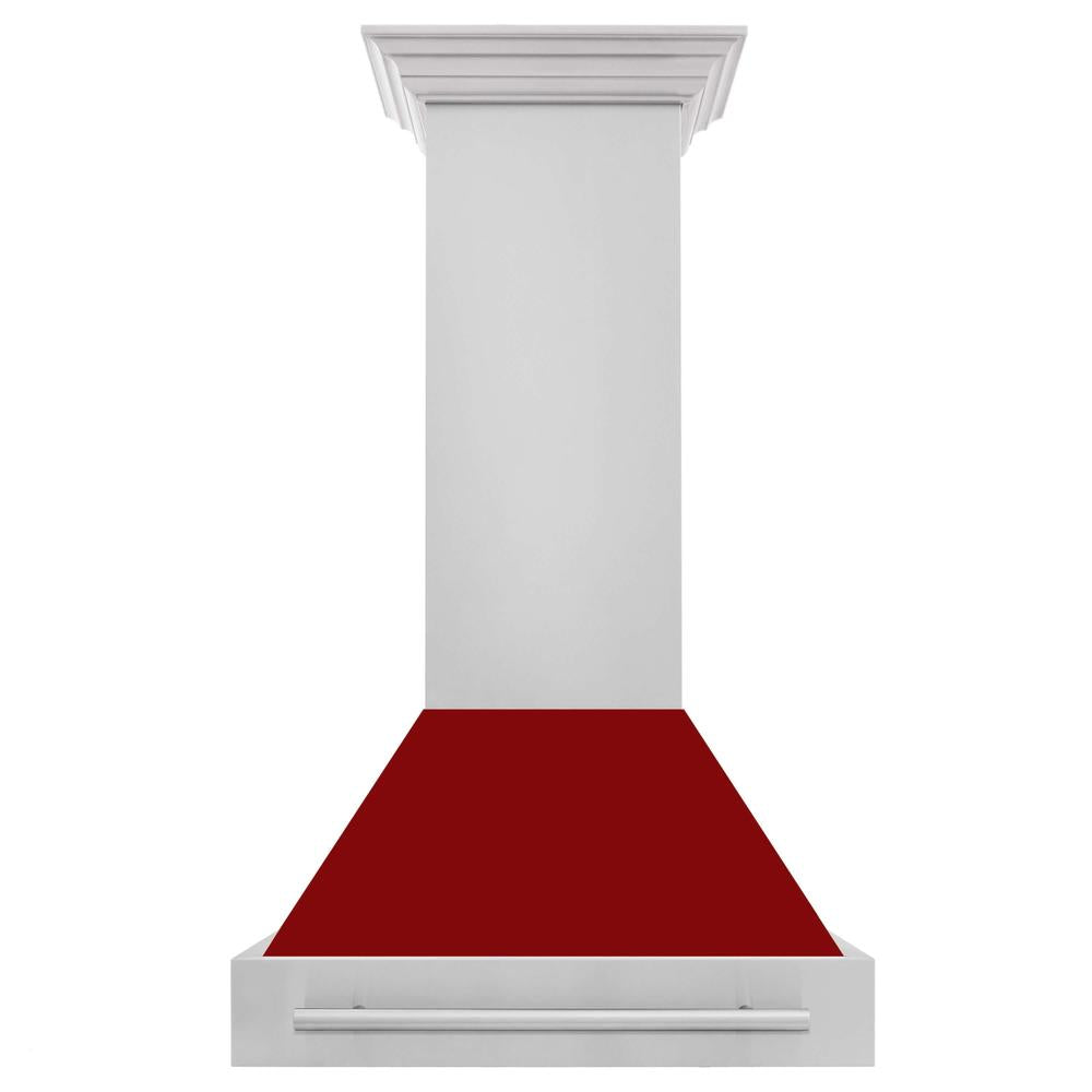 ZLINE 30 in. Stainless Steel Range Hood with Red Gloss Shell and Stainless Steel Handle (8654STX-RG-30)