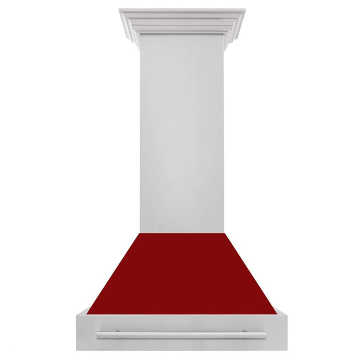 ZLINE 30 in. Stainless Steel Range Hood with Red Gloss Shell and Stainless Steel Handle (8654STX-RG-30)
