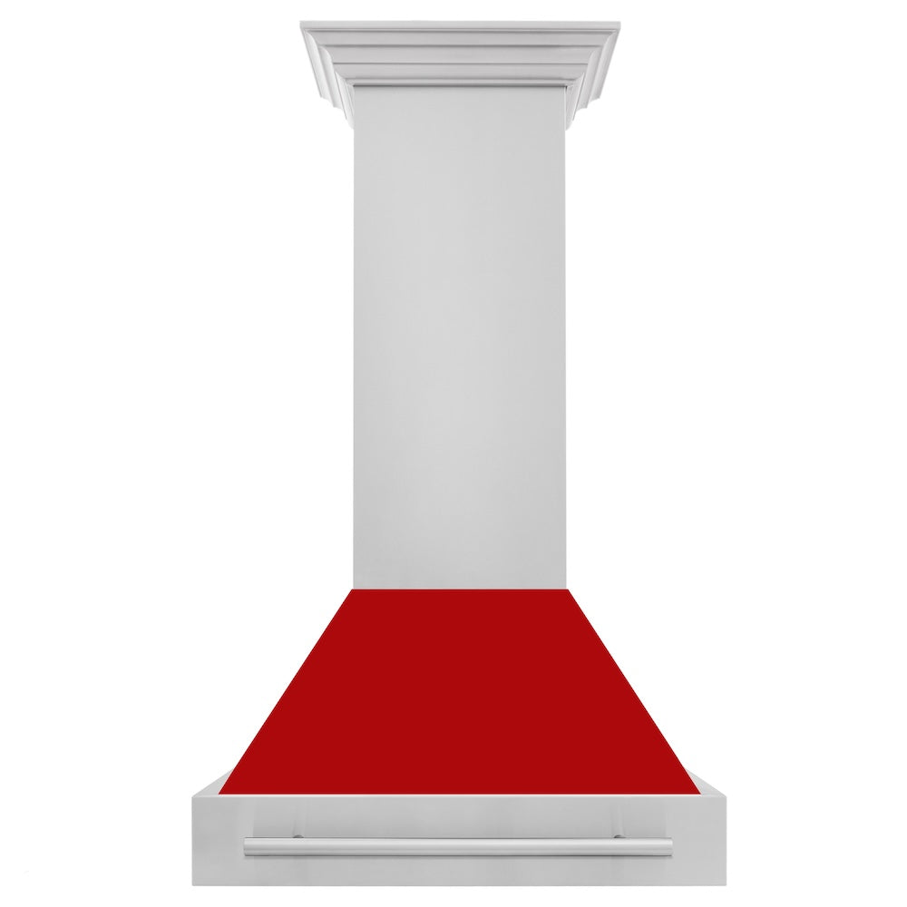 ZLINE 30 in. Stainless Steel Range Hood with Red Matte Shell and Stainless Steel Handle (8654STX-RM-30)